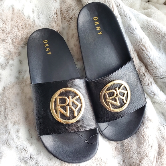 dkny black slides